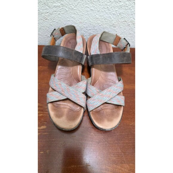 Keen Women's Multicolor/Leather Strap Wedge Sandals Adjustable Buckle Size 9 - Picture 2 of 8